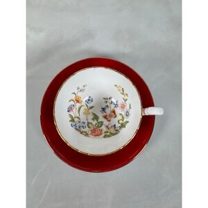 Aynsley Red Cottage Garden Tea Cup with Replacement Saucer Flowers Butterfly